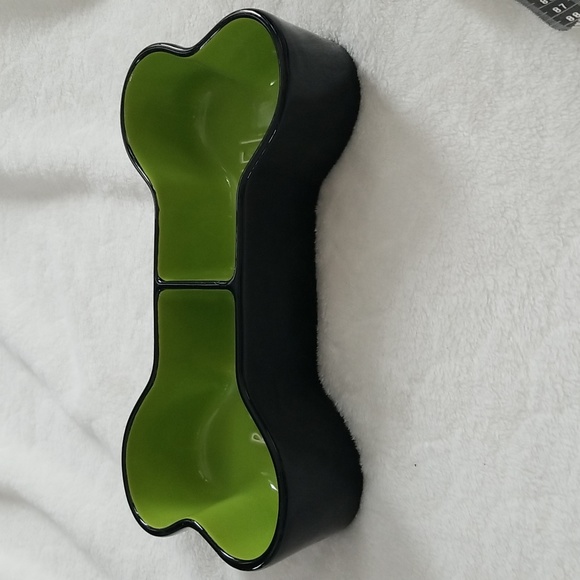 Rae Dunn Brew and Gruel Pet Bowl Bone shape green black - Picture 5 of 11